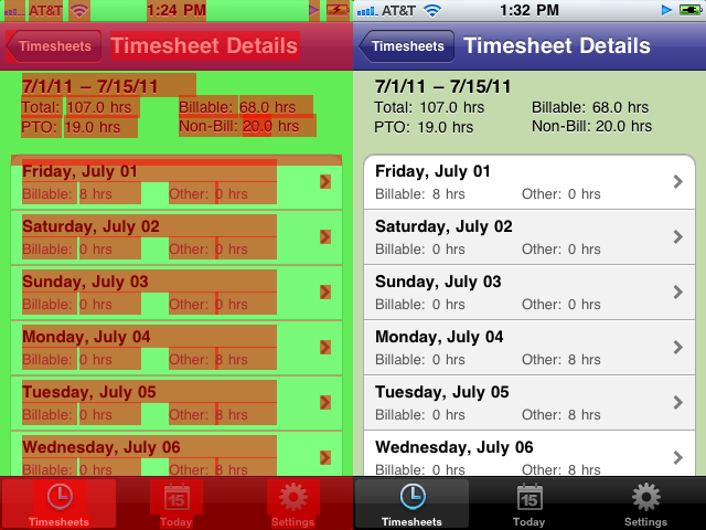 Screenshot of an iOS app with and without Color Misaligned Images enabled